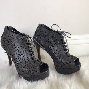 Brazilian Green Leather Stiletto Platform Heels 7B